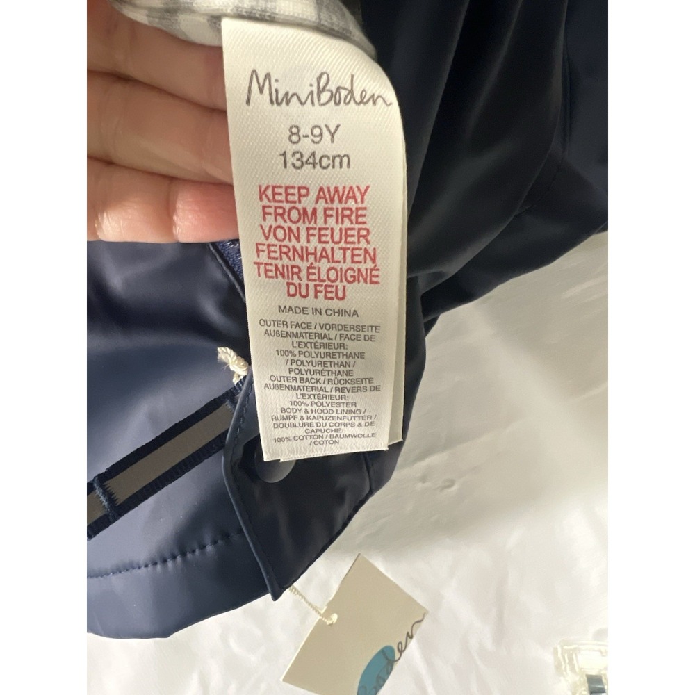 Mini Boden Rain Jacket/Coat |Navy Blue|Size 8-9 Years|NEW with tags! - Picture 10 of 11